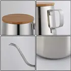 Coffee 12oz Long Narrow Spout Coffee Pot Gooseneck Kettle Stainless Steel With Wooden Lid