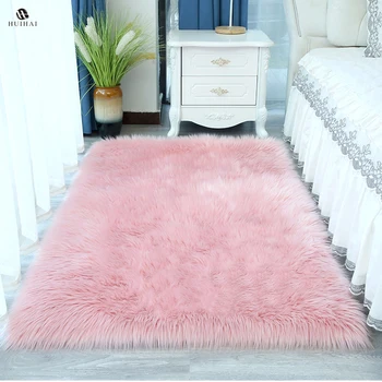 Luxury faux fur rugs carpets Pink nonslip faux sheepskin rugs and carpets Plush decorative faux fur carpet for living room
