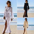 Beachwear Hot Style 2021 Summer Puff Sleeve O-neck Solid Sun Dress Loose Hollow-out Beachwear