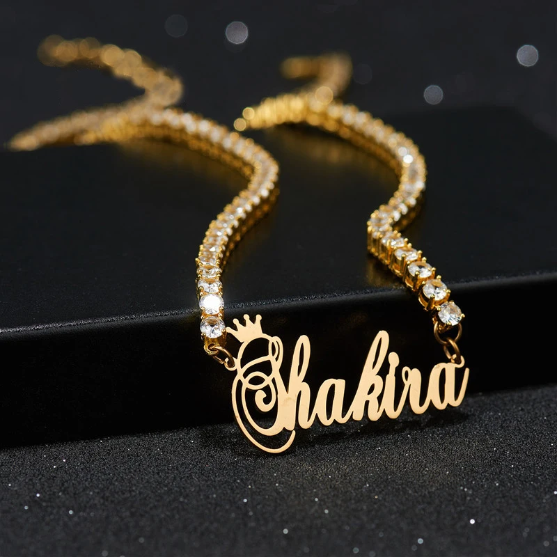 Letter Necklace Diy Zircon Chain Hip 