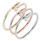 And Bangle Men And Women Stainless Steel Nail Jewelry Adjustable Bangle Nail Colorful Bangle With Zircon Bracelet