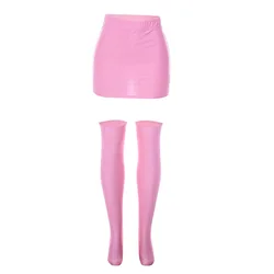 Women 2 piece wrap skirt sets solid sexy club sheath skirt with knee socks outfits