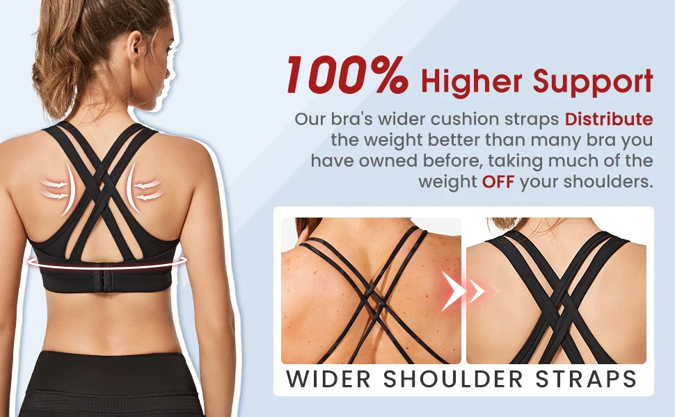 Yvette Women High Impact Sports Bras Criss Cross Back Sexy Running Bra for Plus Size