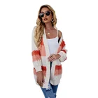 2021 Fashionable Patchwork Long Sleeve Women Sweater Cardigan Fall Knitted Casual Design Long Cardigan Sweater Women