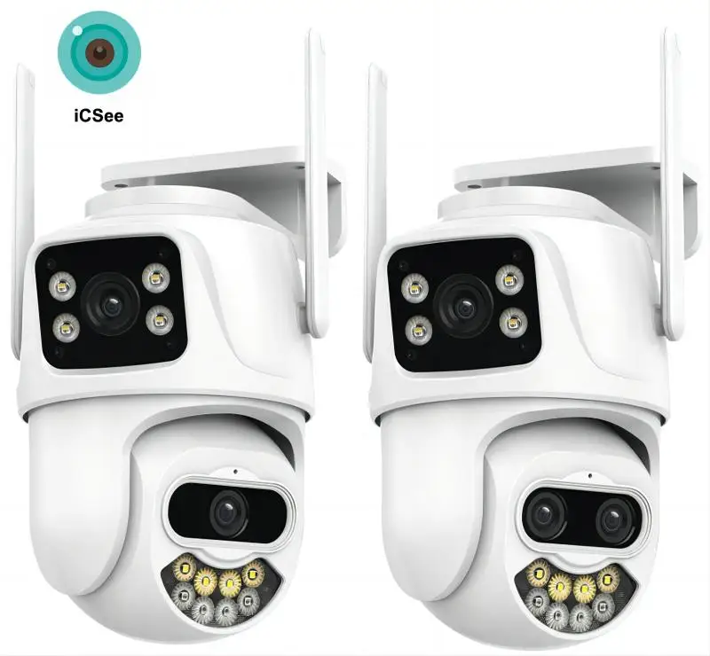 6MP 9MP 4K PTZ Wifi Camera Dual Lens with Dual Screen Ai Human Detect Auto Tracking Wireless Outdoor Surveillance Camera iCSee