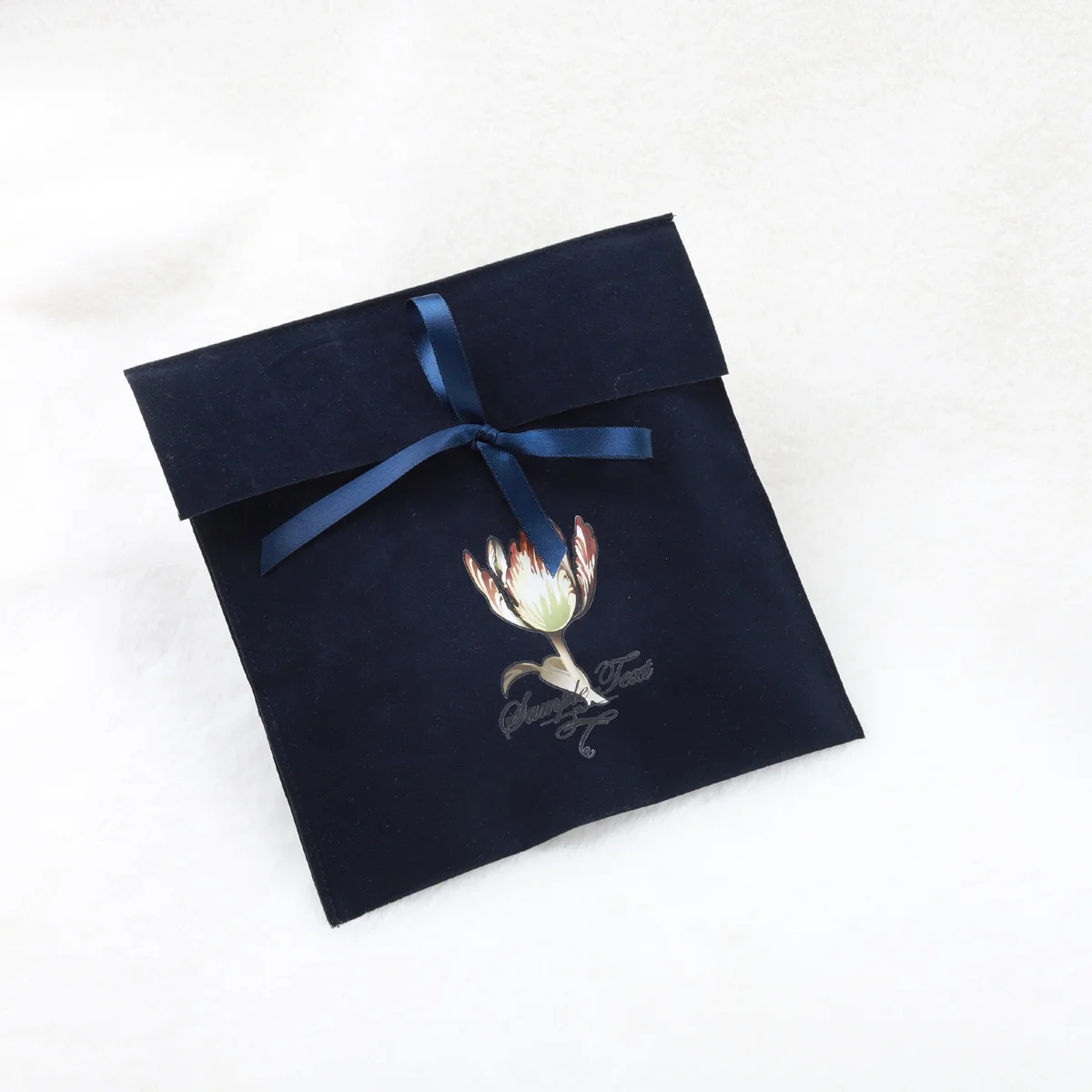 Custom Logo Printed Gift Packaging Flap Velvet Envelope Jewelry Pouch Envelope Velvet Makeup Cosmetic Bag