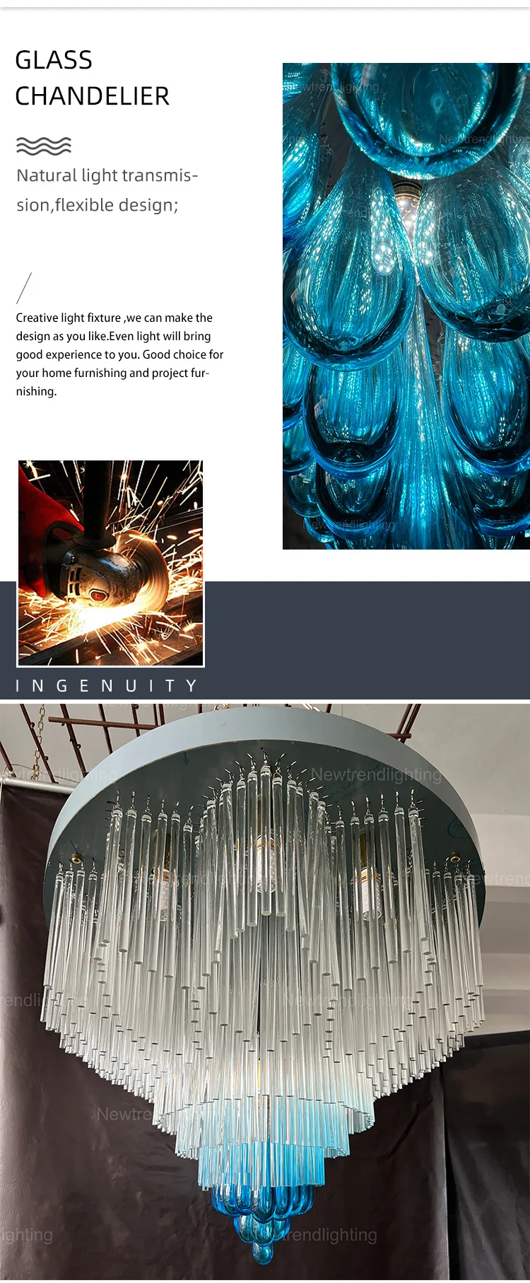 CPL-285 Luxury Indoor Decoration Fixture Custom Hotel Lobby Hall Large LED Ceiling Chandelier factory