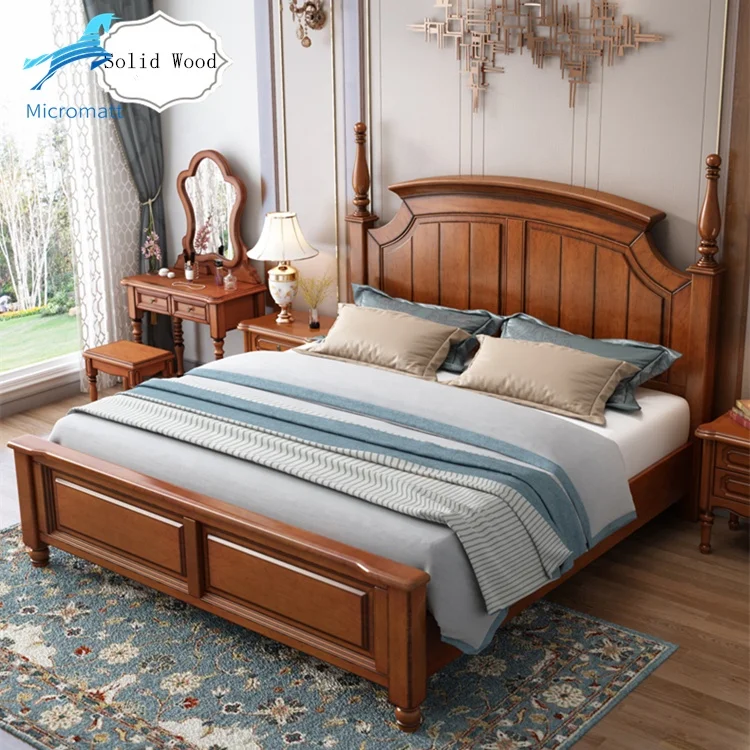 Customizable Bedroom Furniture Practical Dark Color American Style Solid Wood Size Bed - Buy Factory Direct Supply Furniture Beige Color Classic Style King Size Wooden,Factory Direct Sale Bedroom Furniture