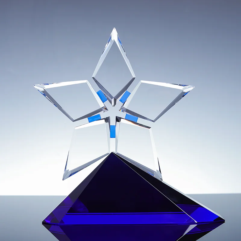 New Arrive Star Design Crystal Champions League Award With Customized Logo details