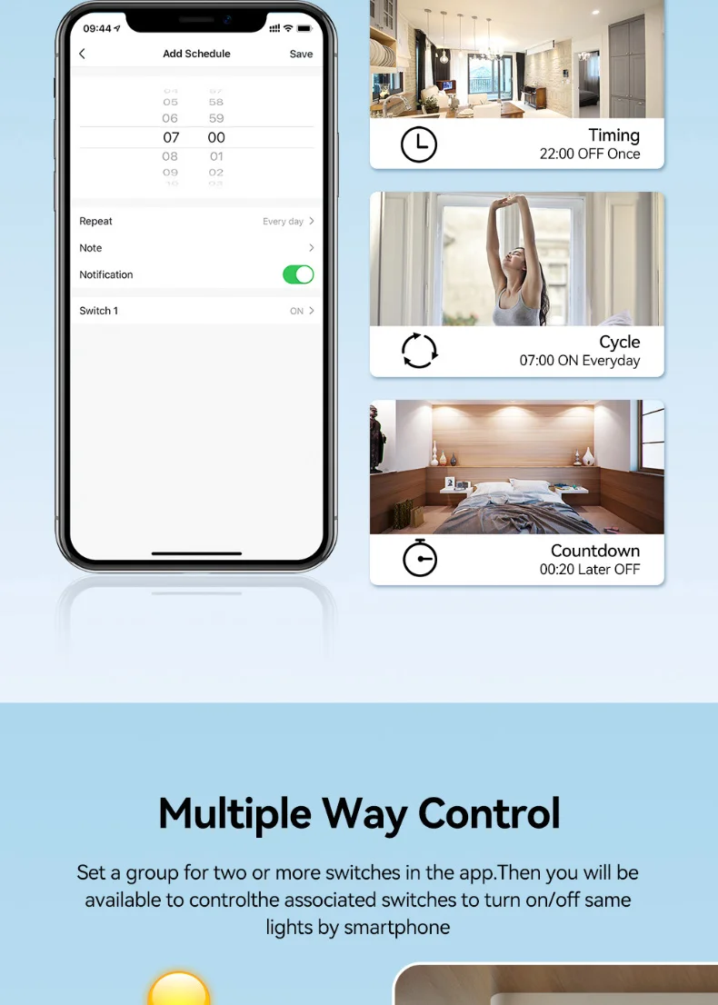 EU 1/2/3 Gang Tuya WiFi Smart RF433 Remote Control Touch Panel Wall Switch Support Voice Control