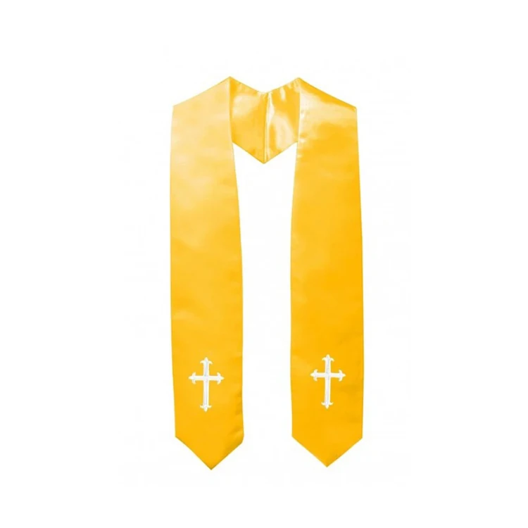 Wholesale Custom Satin Choir Stole Embroidered Cross Logo Church Traditional Choir Stole manufacture