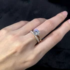 Wedding Rings Cz Ring Set Rings JR045 Gold Plated Wedding Rings 1.5ct CZ Engagement Ring Set For Woman