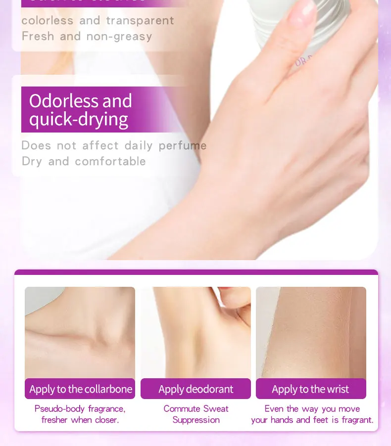 For DR RASHEL Vegan Roll-On Deodorant with Lasting Fragrance Protective Body Balm in Lavender Rose Coconut Scents