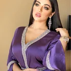 Dress Middle East Abaya Turkish Long Shiny Beaded Muslim Islamic Women Dress
