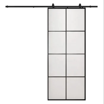 Extremely narrow aluminum alloy frame tempered glass sliding door for indoor kitchen, living room, bathroom, study, barn door