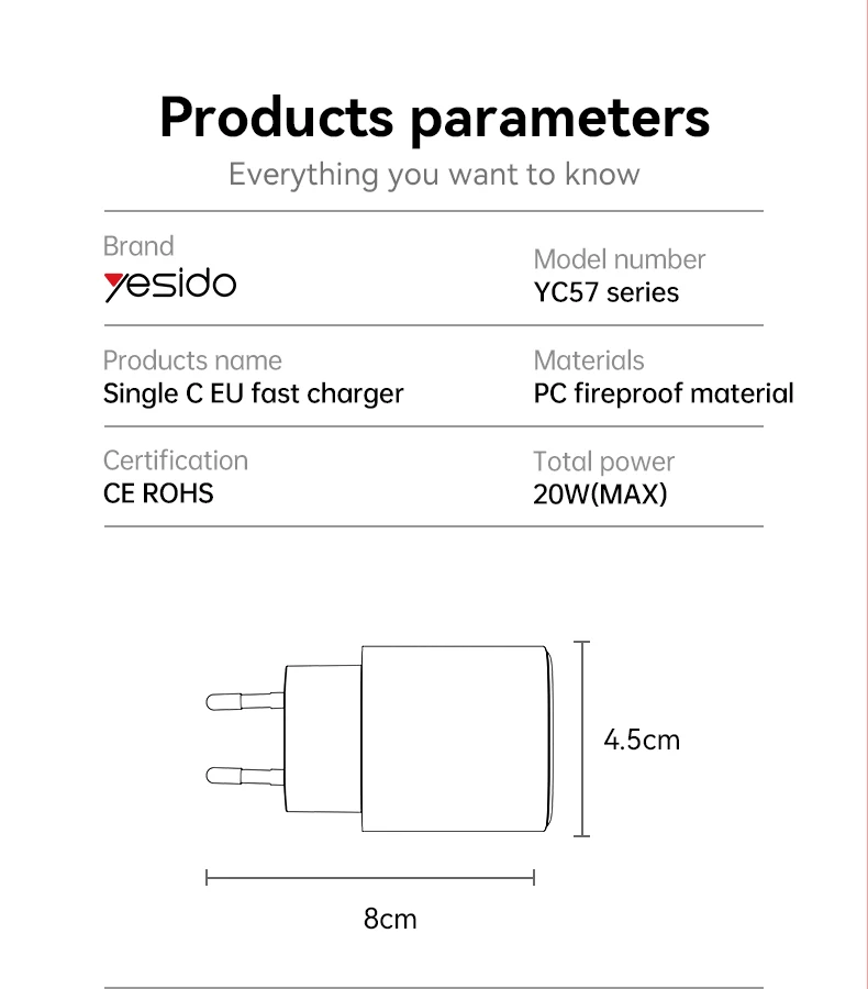 For 20W PD Fast Charging Laptop Charger-Compact Design with IP EU Plug