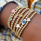 Bracelet Kids Bracelet Gold Bangle Custom Name Single Initial Letter Stretch Enamel Kids Bracelet
