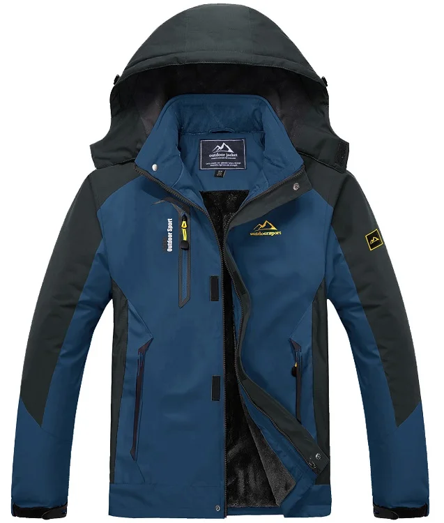 Men's Water Resistant Mountain Ski Jacket Fleece Lined Windproof Jacket Fleece Warm Coat With Hood Winter Jackets