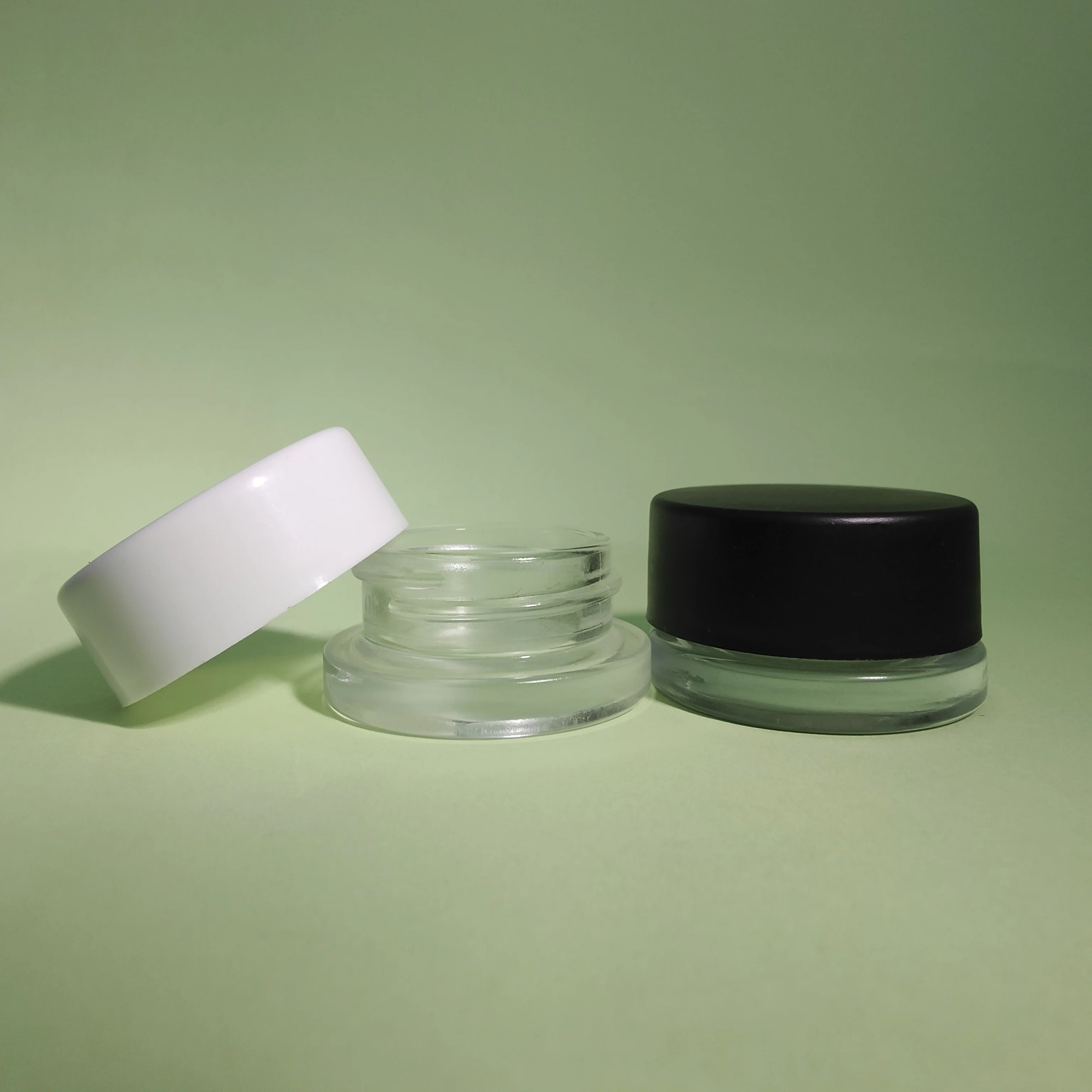 product mini pocket size 3g 9g round clear glass jar with press and twist cap child proof travel size for skin care and lip balm-26