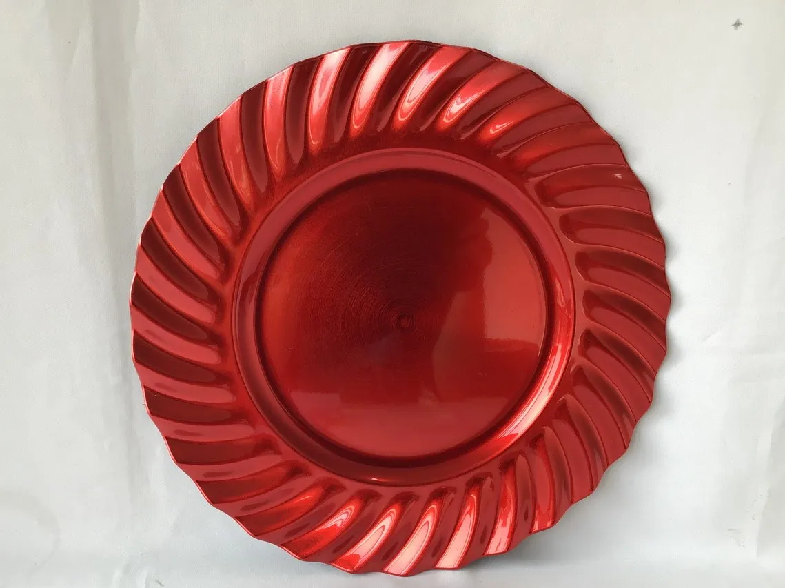 Wholesale Round Plastic Charger Plates, Eco-friendly Reusable Dinnerware Sets Tableware for Home Hotel Wedding Event Decoration
