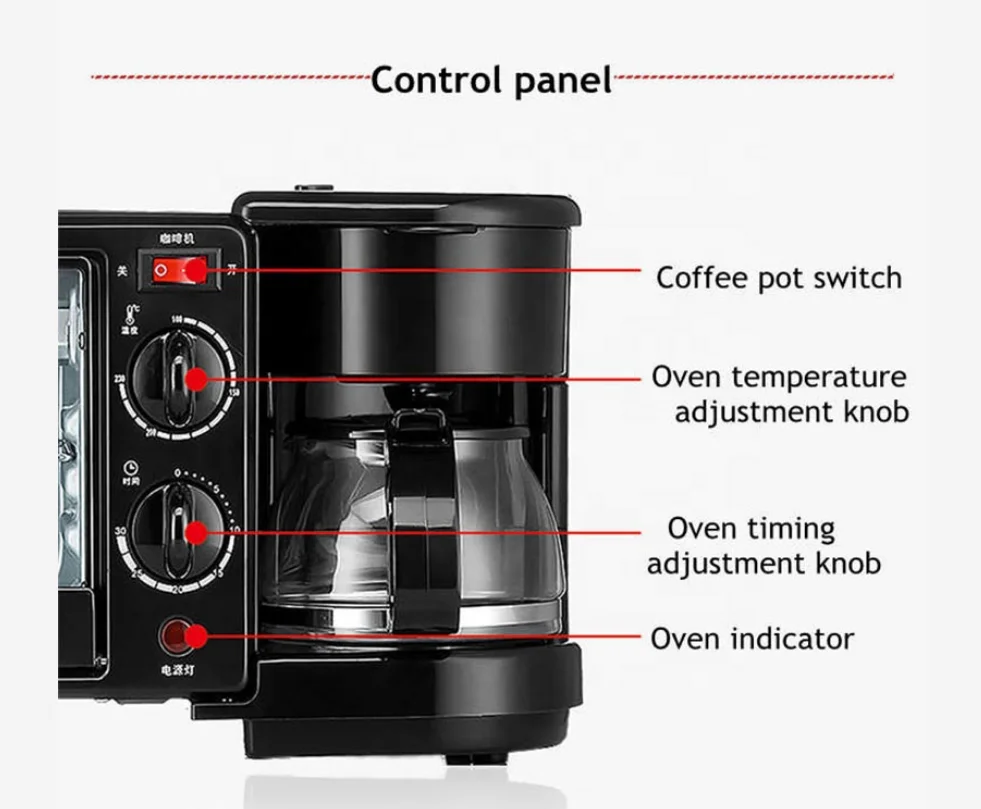 Coffee Maker Sandwich Maker Breakfast Hub And Griddle Pan 3 In 1