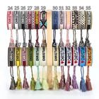 Bracelets Manufacture Customize Letter Hand Woven Friendship Fabric Embroidered Bracelets