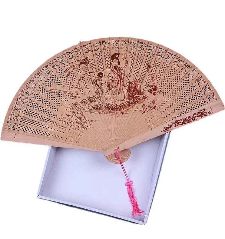 Chinese Wooden Hollowed-out Folding Hand Held Fan Wedding Dancing Party Prom 