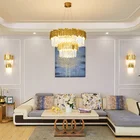 Large Gold Pendant Chandeliers Round Large Gold K9 Wedding Decorative Pendant Lights Modern Luxury Crystal Chandelier