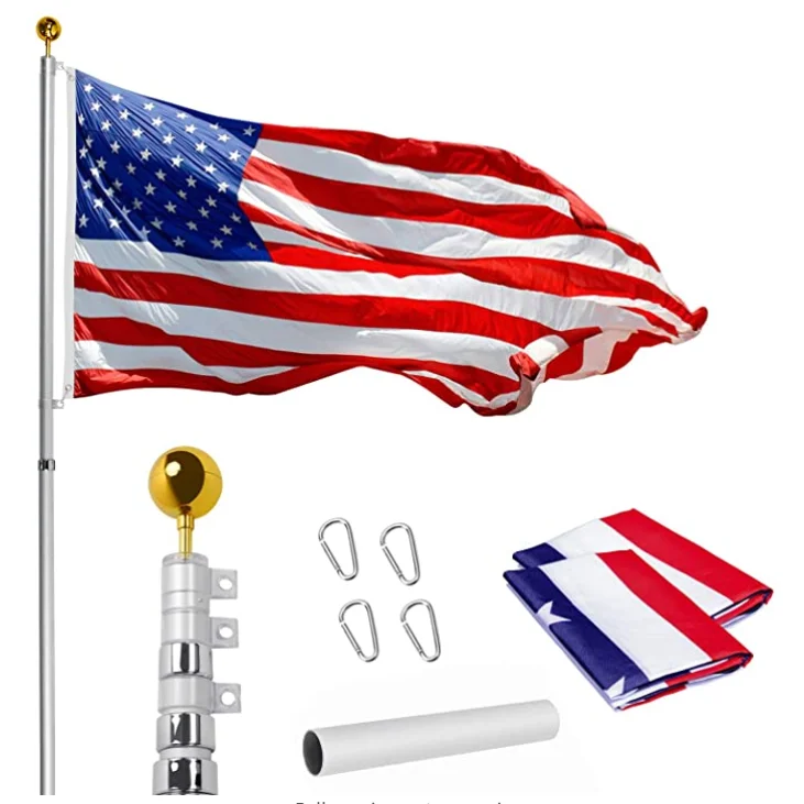 telescopic flag pole with light