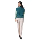 Pullover Sleeve Women Pullover Sweater Women's Mock Neck Pullover Sweater With Contrast Neck And Sleeve