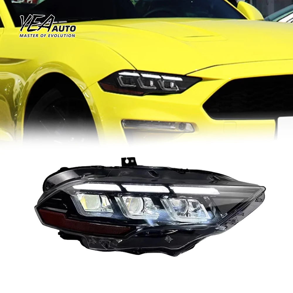 product headlight head light led 3 lens headlights head lamp for ford mustang headlamp three triple eye 2018 2020 plug and play-4