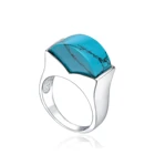 Rings Turquoise Ring Turquoise Simple 925 Sterling Silver Jewelry Women Custom Semi-precious Stone Rings