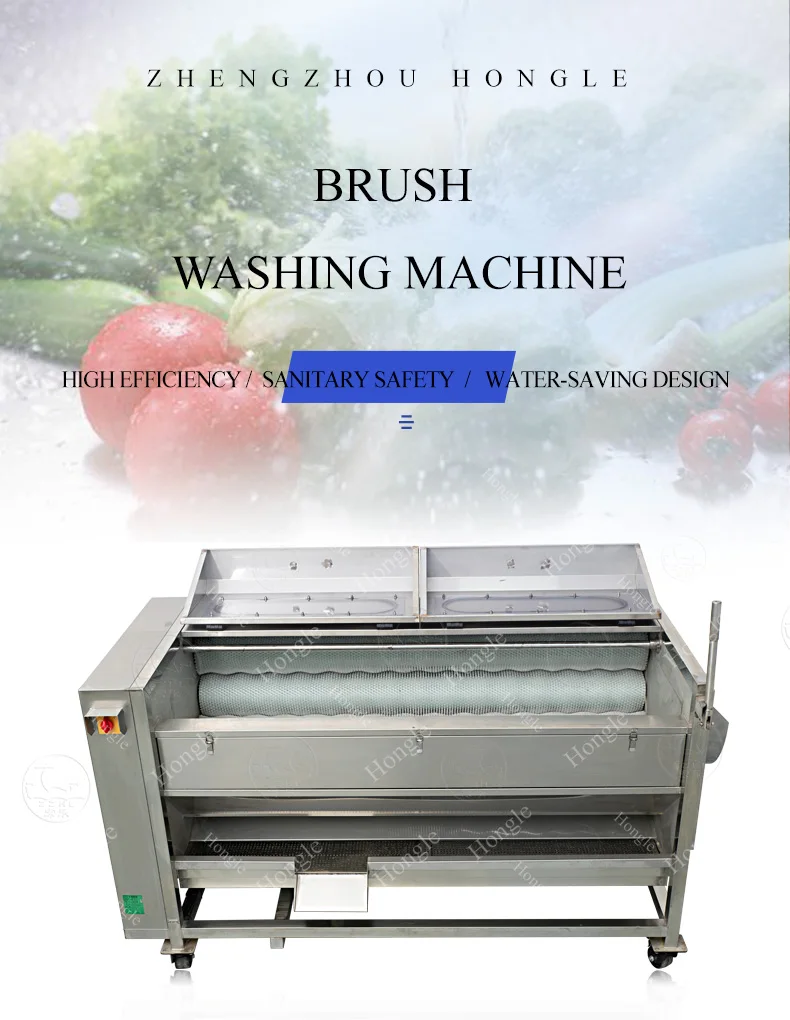 Dates Brush Washing Machine Fruit And Vegetable Brush Type Cleaning Peeling Machine factory