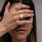 Jewellery Gold Ring Rings Latest Design Ring 2021 Fashion Jewellery Vintage Chunky 18k Gold Plated Evil Eye Ring