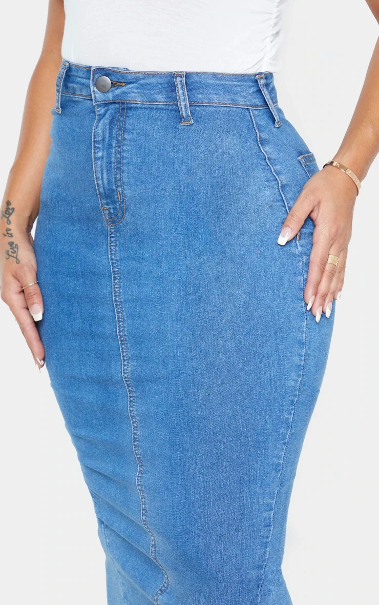 custom wholesale plus size midi elegant pleated maxi jean for ladies women denim cargo long skirt solid tfor ladies