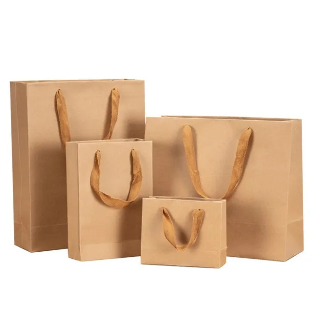 custom logo white brown kraft gift shopping paper bag with