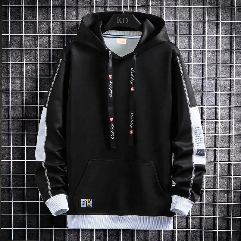 Men's Graphic Print Long Sleeve Drawstring Hoodie Pullover Sweatshirt