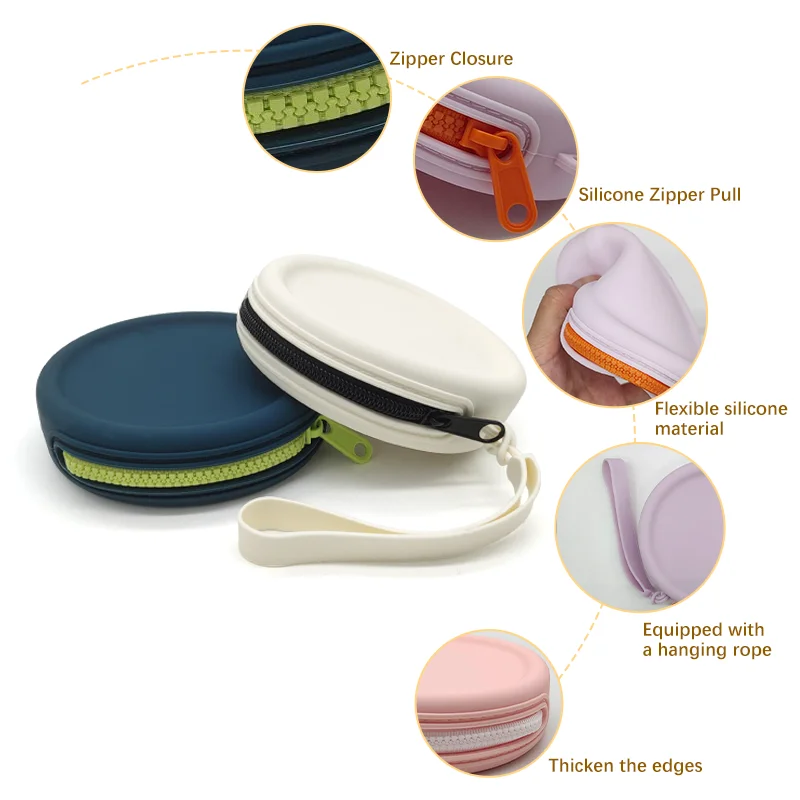 Custom Logo Silicone Waterproof Women's Keychain Pouch Portable Zipper Small Coin Purse Bag for Outdoor Use factory