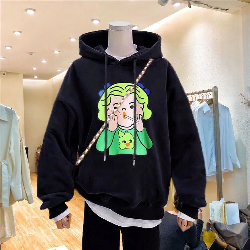 EFAN Women's Cute Hoodies Teen Girl Fall Jacket Oversized Sweatshirts Casual Drawstring Zip Up Y2K Hoodie with Pocke