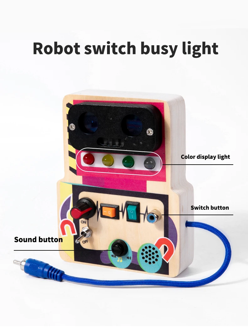 Mainan Edukasi Anak Lampu Led Elektronik Aksesori Papan Sibuk Sensorik Kayu Bayi Mainan Montessori untuk Pemasok Balita