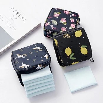 Women Tampon Storage Small Daisy Print Bag Sanitary Pad Pouch Napkin Cosmetic Ladies Makeup Bag Girls Tampon bag