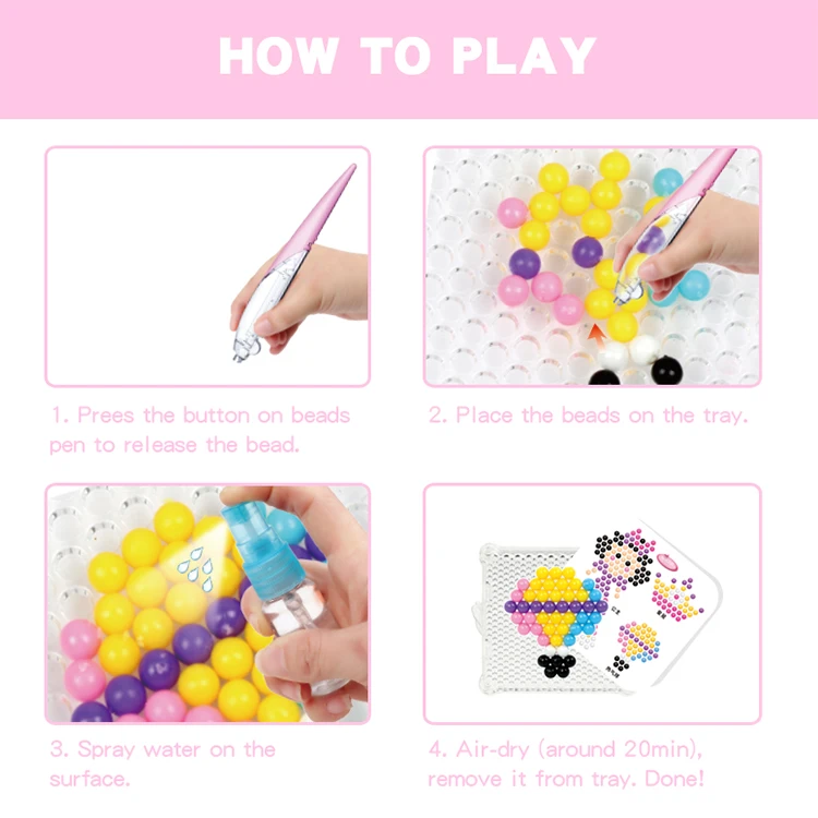 Hot Sale 3D Children's Educational Toys Diy Puzzle Colorful Water Mist Magic Beans Water Sticky Bead Set
