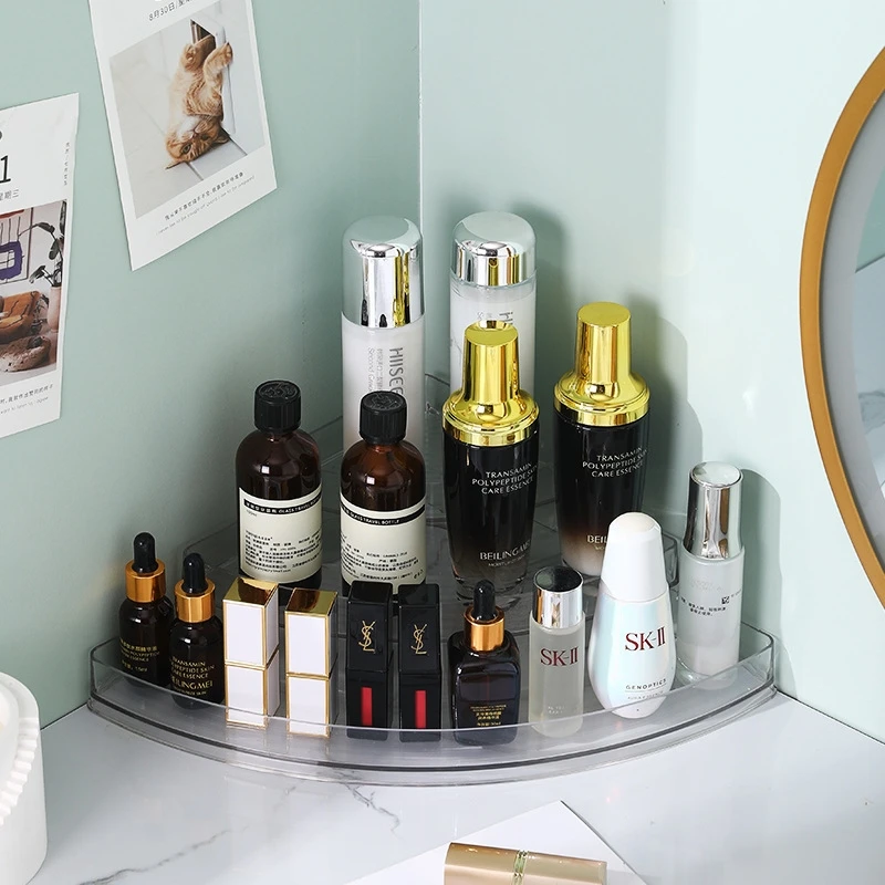 Kitchen Corner Shelf 3 Tier Display Holder Cosmetic Organizer Acrylic Organizer Makeup