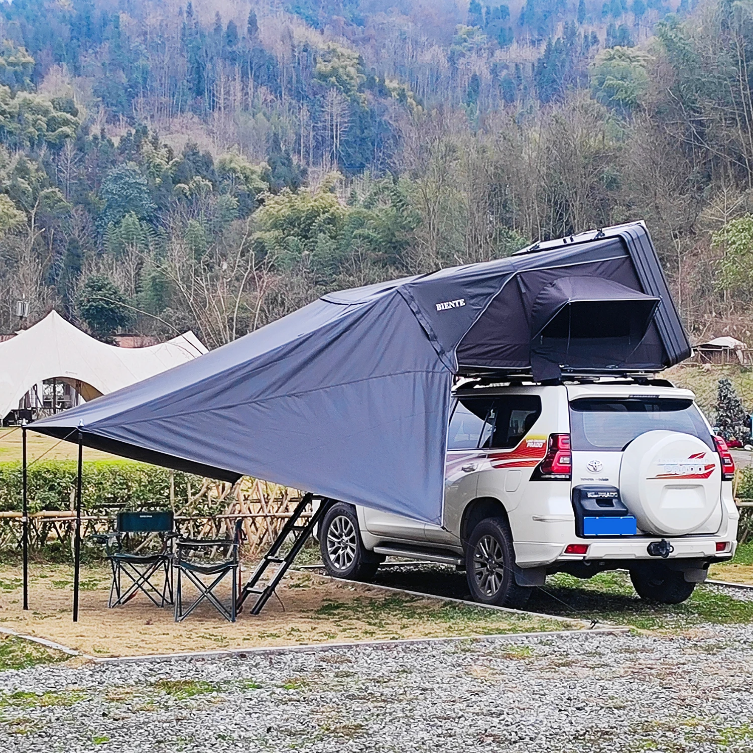 3-4 Person 1.9M Width Hard Shell Roof Top Tent with 320G Polyester for Outdoor Camping