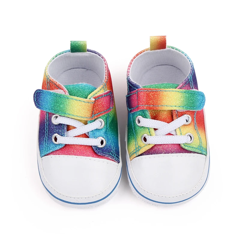 New Arrival Bling rainbow Color Canvas Baby Sneakers Shoes Toddler Shoes Unisex details