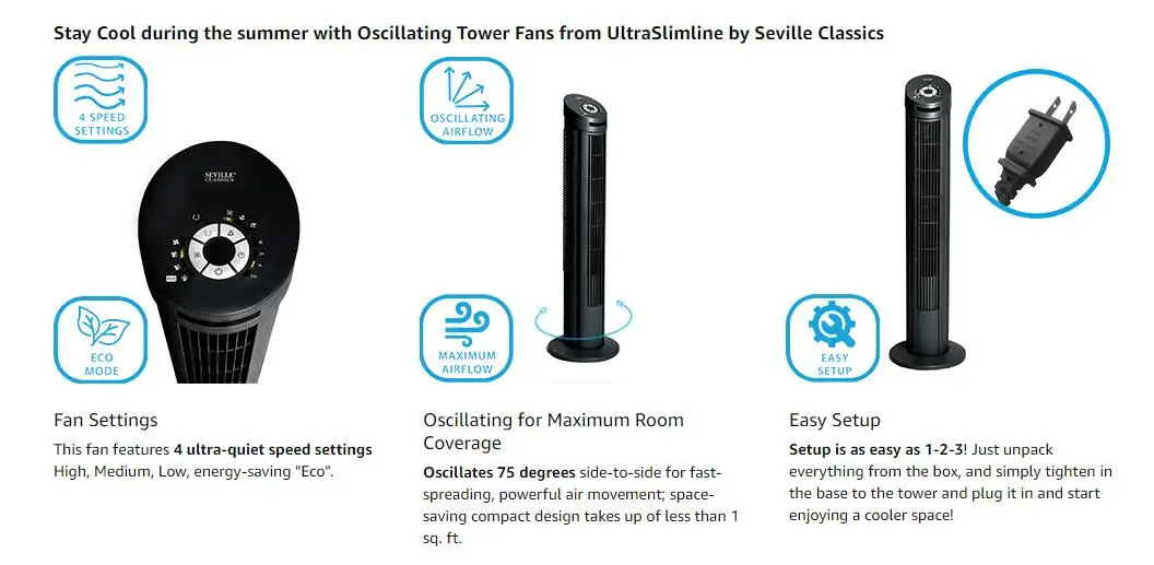 Tower Fan, 40'', 220v, Electric - detail 16