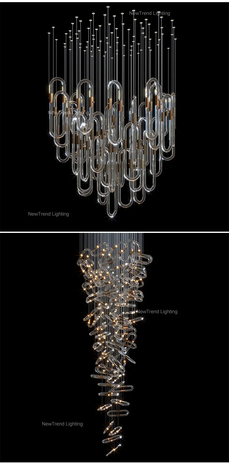 CPL-376 Contemporary Indoor Decoration LED Lighting Hall Hotel Lobby Bespoke Clear Glass Chandelier supplier