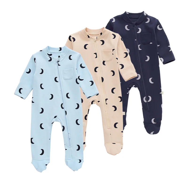 manufacturer Wholesale custom long Sleeve zipper baby boys girls rompers baby clothes baby jumpsuit