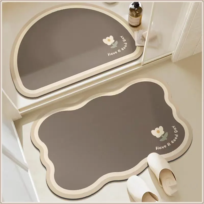 PVC Novelty Print Bathroom Water-absorbing Floor Mat with Anti-Slip Rubber Back Quick-Dry Eco-Friendly factory
