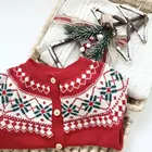Children's Sweater Children's Christmas Sweater Coat Cotton Knitted Sweater Red Cardigan For Girls